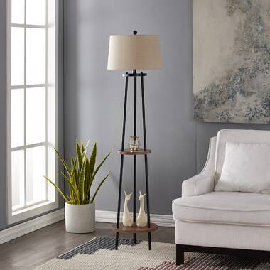 White floor deals lamp with shelves